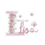 Matriz de Bordado - Nome Liz Flores e Borboletas