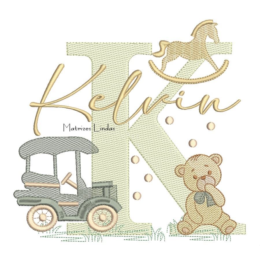 Matriz de Bordado - Nome Kelvin Brinquedos de Infância Matriz de Bordado - Nome Kelvin Brinquedos de Infância