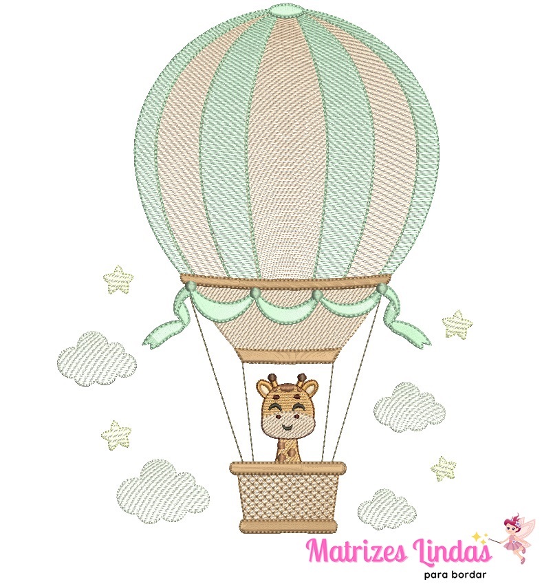 Matriz de Bordado - Balão Girafinha Matriz de Bordado - Balão Girafinha