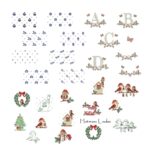 Matriz de Bordado Coleção Passarinho Natal e Alfabeto Raminho e Poá Menino