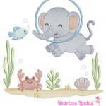 Matriz de Bordado - Elefantinho Fundo do Mar