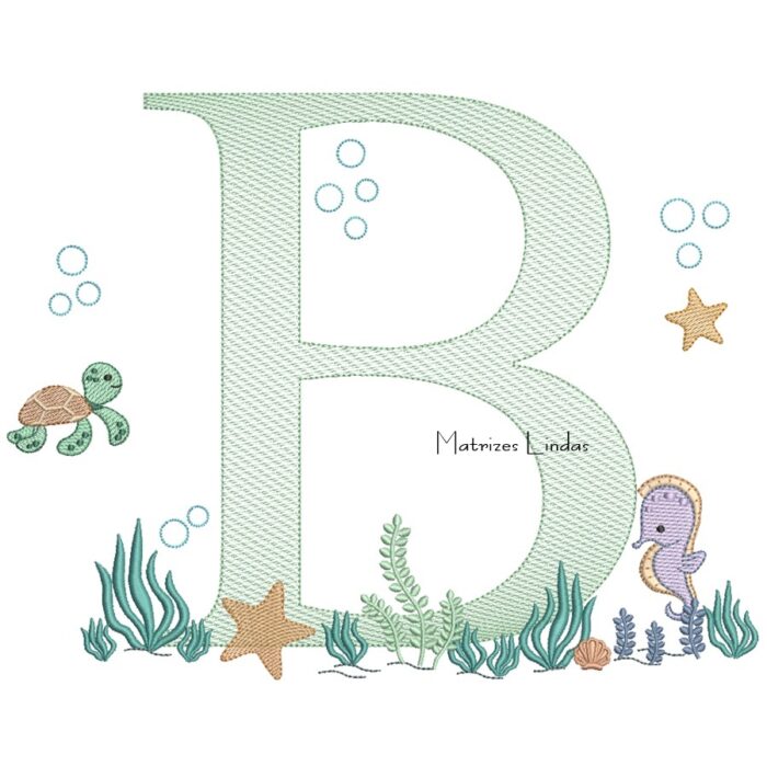 Matriz de Bordado - Fundo do Mar Letra B