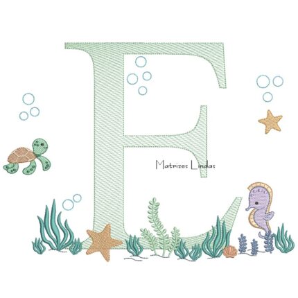 Matriz de Bordado - Fundo do Mar Letra E