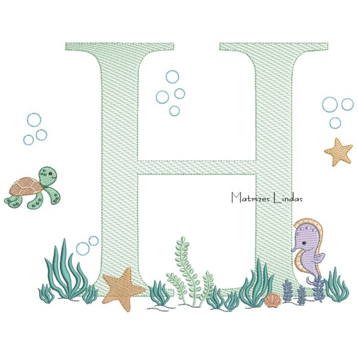 Matriz de Bordado - Fundo do Mar Letra H