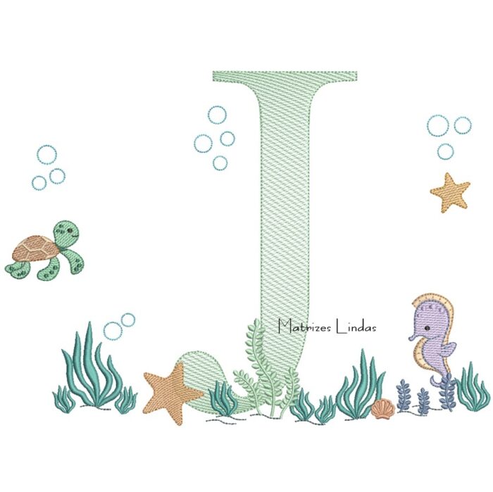 Matriz de Bordado - Fundo do Mar Letra J
