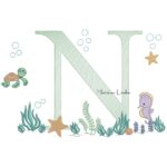 Matriz de Bordado - Fundo do Mar Letra N
