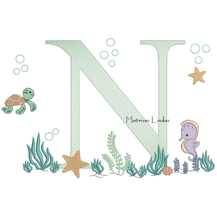 Matriz de Bordado - Fundo do Mar Letra N