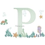 Matriz de Bordado - Fundo do Mar Letra P