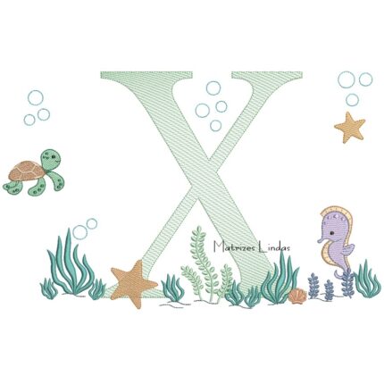 Matriz de Bordado - Fundo do Mar Letra X