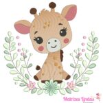 Matriz de Bordado - Girafinha Raminho com Flores