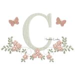Matriz de Bordado - Letra C Raminho Flores