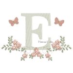 Matriz de Bordado - Letra E Raminho Flores