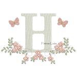 Matriz de Bordado - Letra H Raminho Flores