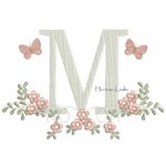 Matriz de Bordado - Letra M Raminho Flores