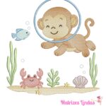 Matriz de Bordado - Macaquinho Fundo do Mar
