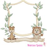 Matriz de Bordado - Moldura Leão e Girafa
