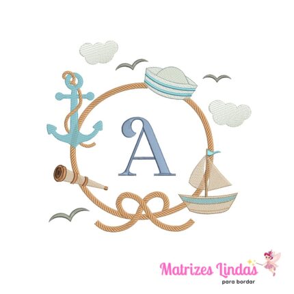 Matriz de Bordado - Moldura Marinheiro Letra A