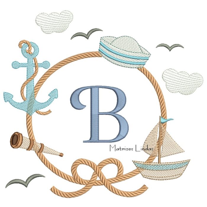 Matriz de Bordado - Moldura Marinheiro Letra B