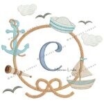 Matriz de Bordado - Moldura Marinheiro Letra C