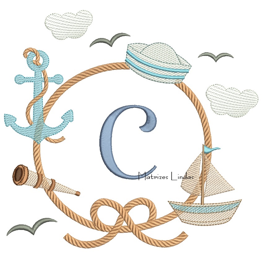 Matriz de Bordado - Moldura Marinheiro Letra C Matriz de Bordado - Moldura Marinheiro Letra C