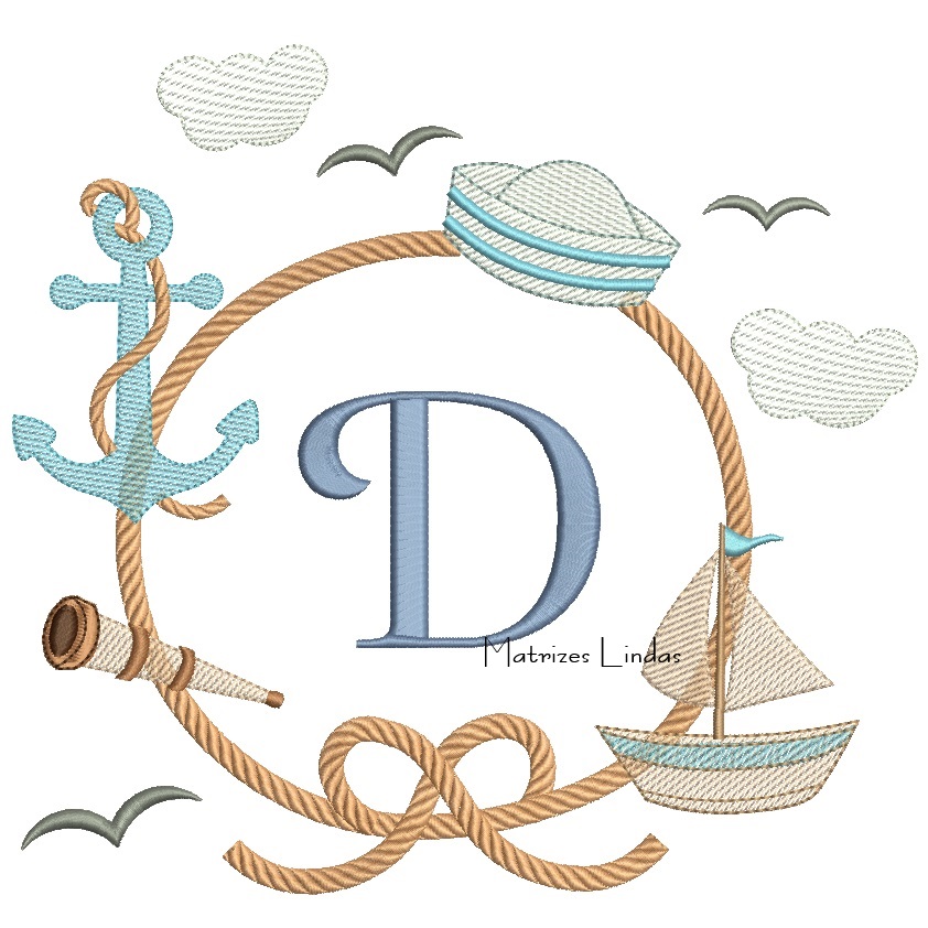 Matriz de Bordado - Moldura Marinheiro Letra D Matriz de Bordado - Moldura Marinheiro Letra C