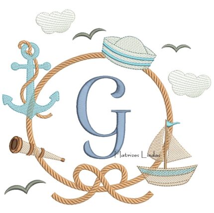 Matriz de Bordado - Moldura Marinheiro Letra G