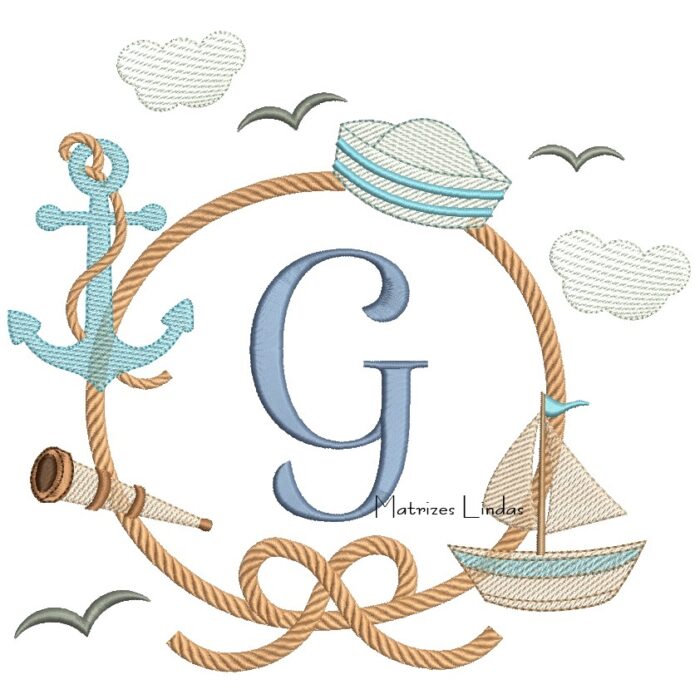 Matriz de Bordado - Moldura Marinheiro Letra G