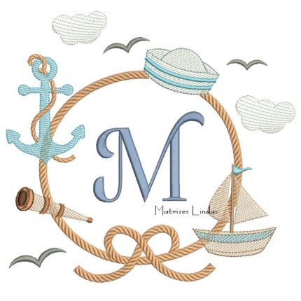 Matriz de Bordado - Moldura Marinheiro Letra M