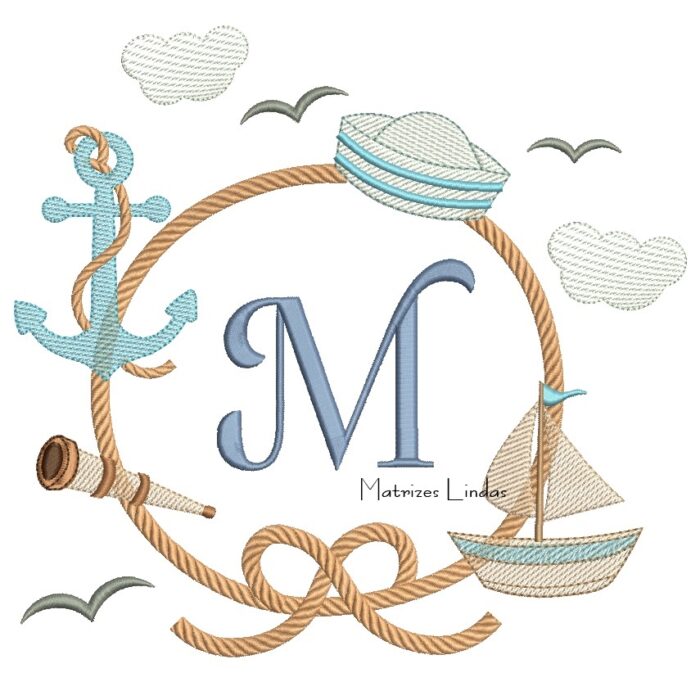 Matriz de Bordado - Moldura Marinheiro Letra M