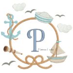 Matriz de Bordado - Moldura Marinheiro Letra P