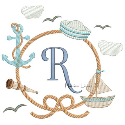 Matriz de Bordado - Moldura Marinheiro Letra R