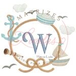 Matriz de Bordado - Moldura Marinheiro Letra W