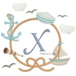 Matriz de Bordado - Moldura Marinheiro Letra X
