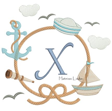 Matriz de Bordado - Moldura Marinheiro Letra X
