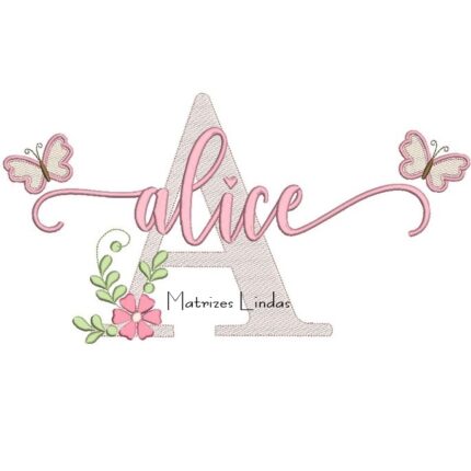 Matriz de Bordado - Nome Alice com Borboletas