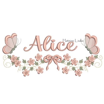 Matriz de Bordado - Nome Alice com Raminho