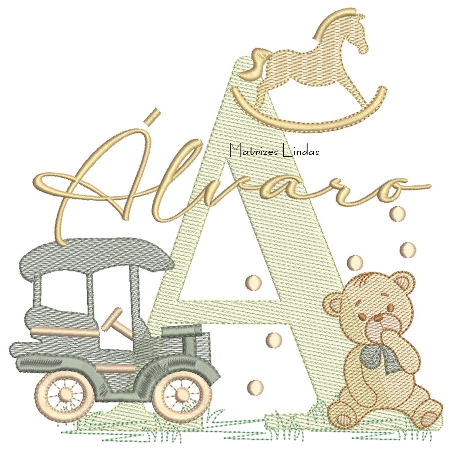 Matriz de Bordado - Nome Álvaro Brinquedos de Infância Matriz de Bordado - Nome Álvaro Brinquedos de Infância