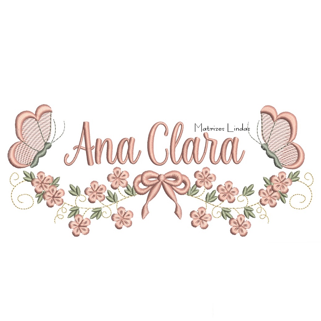 Matriz de Bordado - Nome Ana Clara com Raminho Matriz de Bordado - Nome Ana Clara com Raminho