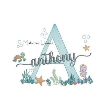 Matriz de Bordado - Nome Anthony Fundo do Mar