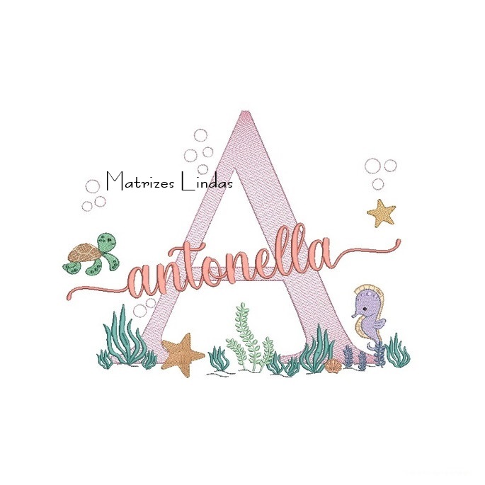 Matriz de Bordado - Nome Antonella Fundo do Mar Matriz de Bordado - Nome Antonella Fundo do Mar