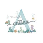 Matriz de Bordado - Nome Antônio Fundo do Mar
