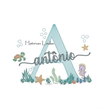 Matriz de Bordado - Nome Antônio Fundo do Mar