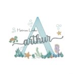 Matriz de Bordado - Nome Arthur Fundo do Mar