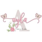 Matriz de Bordado - Nome Ayla com Borboletas