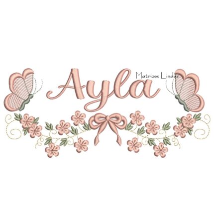 Matriz de Bordado - Nome Ayla com Raminho
