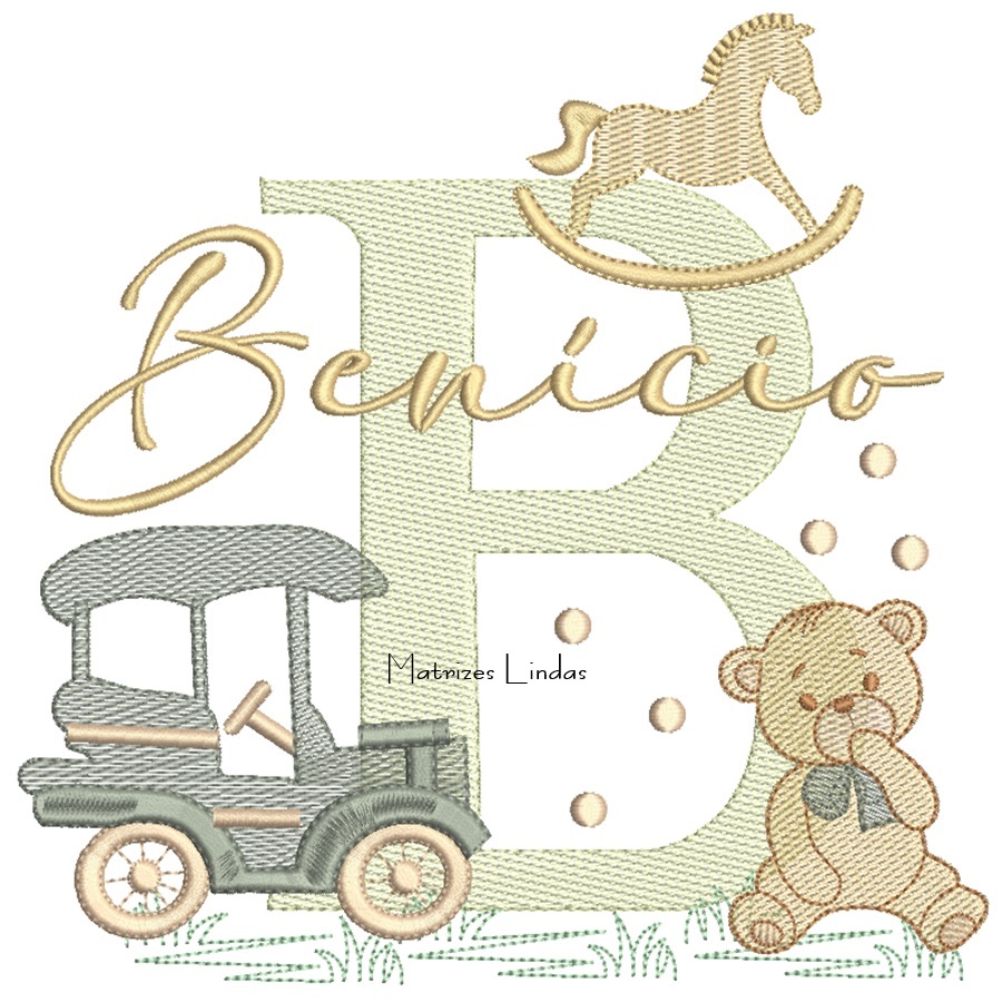 Matriz de Bordado - Nome Benício Brinquedos de Infância Matriz de Bordado - Nome Benício Brinquedos de Infância