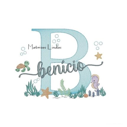 Matriz de Bordado - Nome Benício Fundo do Mar