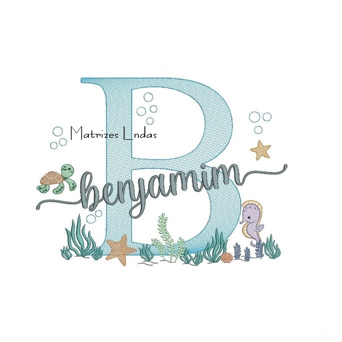 Matriz de Bordado - Nome Benjamim Fundo do Mar Matriz de Bordado - Nome Benjamim Fundo do Mar