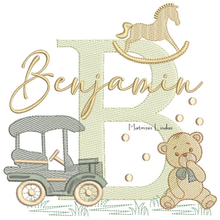 Matriz de Bordado - Nome Benjamin Brinquedos de Infância