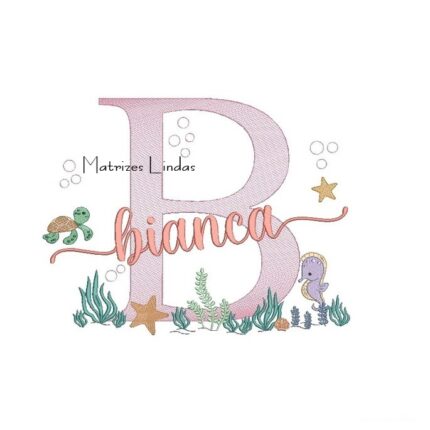 Matriz de Bordado – Nome Bianca Fundo do Mar Matriz de Bordado – Nome Bianca Fundo do Mar